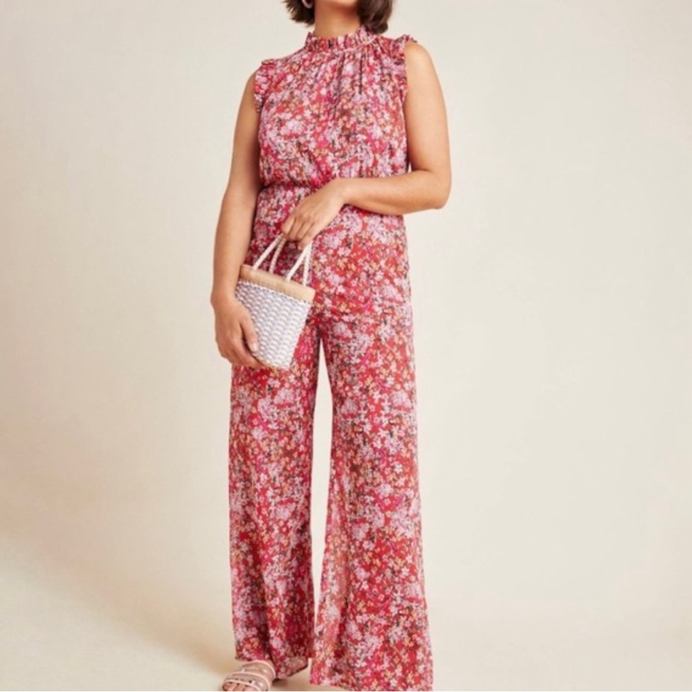 Anthropologie Ali & Jay Red Floral Troubadour Jumpsuit Size Small